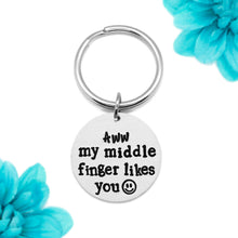 Load image into Gallery viewer, Middle Finger Likes You Keychain